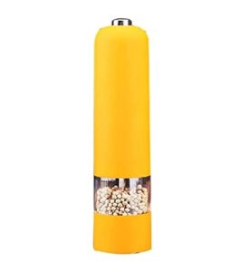 refillable pepper mill electric salt and pepper grinder set，automatic, battery operated abs spice mills salt peppercorn shakers ( color : yellow , size : 22.5*5.2cm )