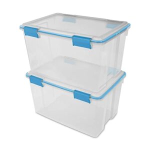 54 Qt Plastic Storage Container Box Tote Organizing With Durable Lid,Stackable and Nestable Snap Lid Plastic Storage Bin, Set of 4 , Clear