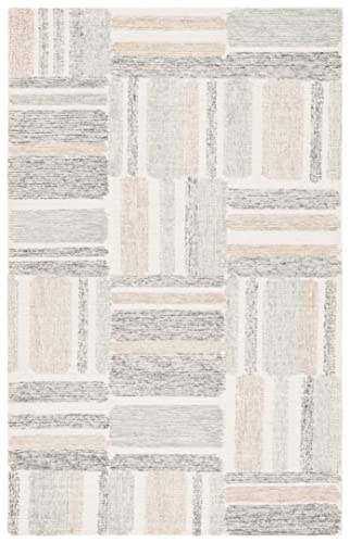 Safavieh Micro-Loop Collection 8' x 10' Ivory/Grey MLP954A Handmade Contemporary Wool Area Rug