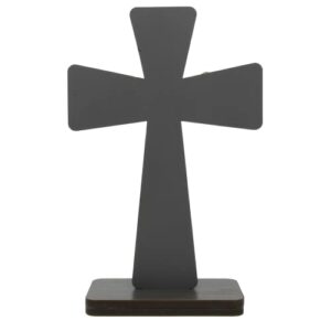 Needzo Rustic Wooden Standing Cross With Love Center, Religious Home or Office Decor for Shelves, Tables, or Desks, 8.5 Inches x 5.5 Inches