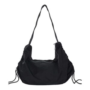 large capacity nylon shoulder bag for women and men vintage solid soft tote shoulder bag harajuku streetwear