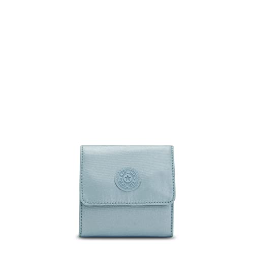 Kipling Womens Women's Cece Wallet, Purse, Snap Closure, Metallic Small Wallet, Pearl Teal Metallic, 4.25 L x 3.875 H 0.5 D US