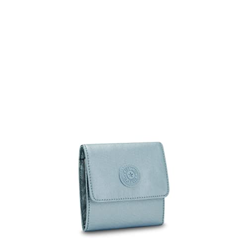 Kipling Womens Women's Cece Wallet, Purse, Snap Closure, Metallic Small Wallet, Pearl Teal Metallic, 4.25 L x 3.875 H 0.5 D US