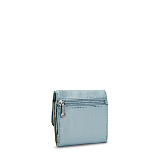 Kipling Womens Women's Cece Wallet, Purse, Snap Closure, Metallic Small Wallet, Pearl Teal Metallic, 4.25 L x 3.875 H 0.5 D US