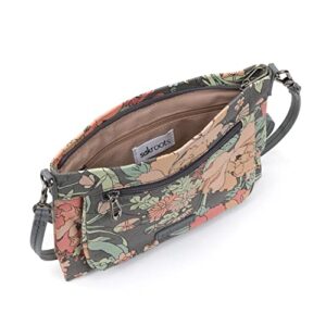 Sakroots Camden Small Crossbody in Cotton Uncoated Canvas, Charcoal Flower Power