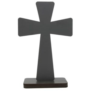 Needzo Rustic Wooden Standing Cross With Faith Center, Religious Home or Office Décor for Shelves, Tables, or Desks, 8.5 Inches x 5.5 Inches