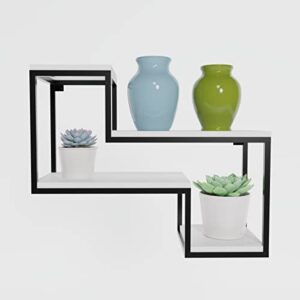 solisaria designs showcase floating shelf 17″ x 13″, white, display organizer for bedroom, bathroom, living room corner shelf, rustic wall decor for bedroom
