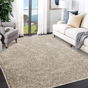 GlowSol Fluffy Area Rug for Bedroom Plush Modern Area Rug Shaggy Area Rug for Living Room Soft Thick Fuzzy Rug Non-Shedding Non Slip Shag Rug for Nursery Kids Room Home Decoration, Taupe, 9x12 Feet