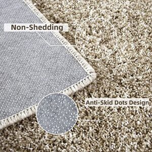 GlowSol Fluffy Area Rug for Bedroom Plush Modern Area Rug Shaggy Area Rug for Living Room Soft Thick Fuzzy Rug Non-Shedding Non Slip Shag Rug for Nursery Kids Room Home Decoration, Taupe, 9x12 Feet