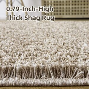 GlowSol Fluffy Area Rug for Bedroom Plush Modern Area Rug Shaggy Area Rug for Living Room Soft Thick Fuzzy Rug Non-Shedding Non Slip Shag Rug for Nursery Kids Room Home Decoration, Taupe, 9x12 Feet