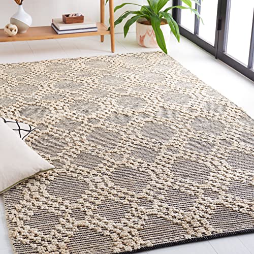 Safavieh Natural Fiber Collection 5' x 8' Blush/Black NF383A Flat Weave Farmhouse Geometric Jute Area Rug