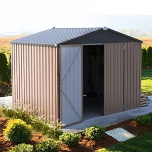 aecojoy 8.4′ x 6.3′ outdoor storage shed, sheds & outdoor storage with design of lockable doors, utility and outdoor shed for garden, backyard, patio, outside use.
