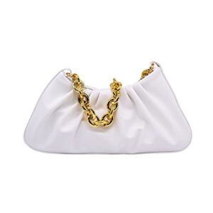 Zengmei Shoulder bag, Designer Bag, Saddle Purse for Women Female Girl 15-White Gold Chain