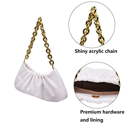 Zengmei Shoulder bag, Designer Bag, Saddle Purse for Women Female Girl 15-White Gold Chain