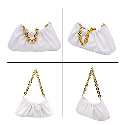 Zengmei Shoulder bag, Designer Bag, Saddle Purse for Women Female Girl 15-White Gold Chain