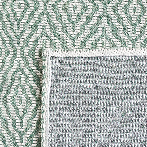 MARTHA STEWART Collection by SAFAVIEH 4' x 6' Green/Ivory MSR484Y Contemporary Geometric Cotton Area Rug