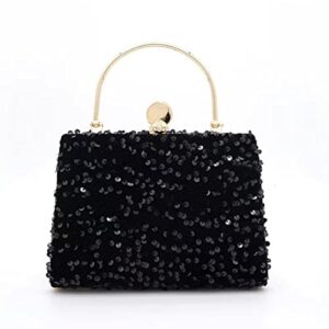 iamuhi small sequins clutch purse top handle evening handbag convertible mermaid square shoulder crossbody bag,black
