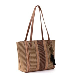 Sakroots Metro Tote Bag Fabric, Large & Roomy with Zip Closure, Sustainable & Durable Design, Sienna Spirit Desert Woven