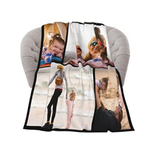 Custom Blanket with Photo Text Personalized Throw Blanket Personalized Gift Flannel Blanket Birthday Halloween Christmas Customized Picture Blanket for Mother Baby Father Adult Friends Lovers Pets