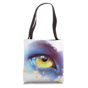 avatar: the way of water na’vi golden eye watercolor tote bag