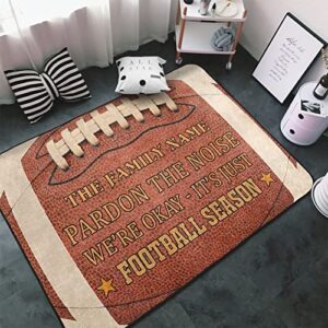 Custom Area Rug for Living Room Bedroom American Football Season Rugby Pardon The Noise Carpet Home Decor Personalized Area Rug with Your Text Soft Flannel Rugs for Apartment Dorm Room - 60x39 Inch