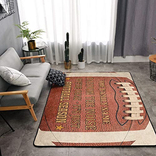 Custom Area Rug for Living Room Bedroom American Football Season Rugby Pardon The Noise Carpet Home Decor Personalized Area Rug with Your Text Soft Flannel Rugs for Apartment Dorm Room - 60x39 Inch