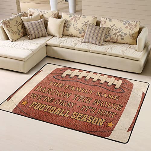 Custom Area Rug for Living Room Bedroom American Football Season Rugby Pardon The Noise Carpet Home Decor Personalized Area Rug with Your Text Soft Flannel Rugs for Apartment Dorm Room - 60x39 Inch