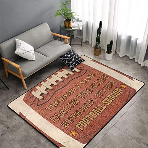 Custom Area Rug for Living Room Bedroom American Football Season Rugby Pardon The Noise Carpet Home Decor Personalized Area Rug with Your Text Soft Flannel Rugs for Apartment Dorm Room - 60x39 Inch