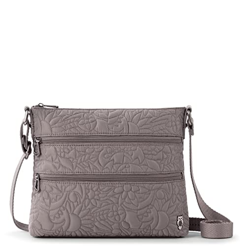 Sakroots Basic Crossbody Bag in Eco-Twill, Multifunctional Purse with Adjustable Strap & Zipper Pockets, Quilted Mushroom Spirit Desert