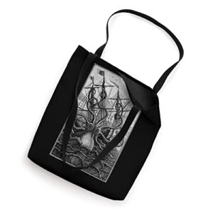 Cthulhu Giant Octopus Attacking Ship Vintage Kraken Occult Tote Bag