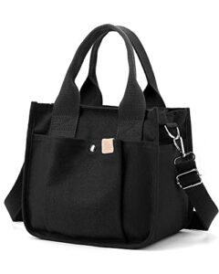 women canvas tote bag classic small square crossbody bag satchel shoulder bag hobo bag for work school travel