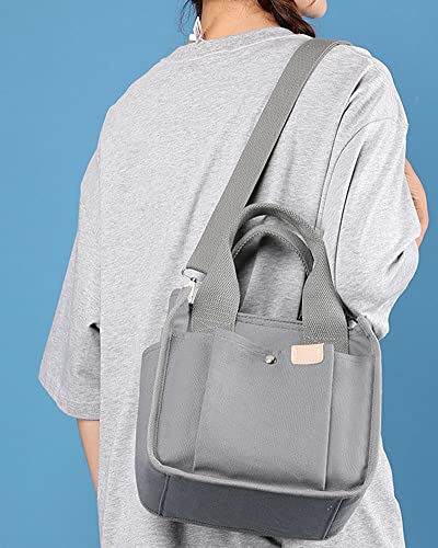 Women Canvas Tote Bag Classic Small Square Crossbody Bag Satchel Shoulder Bag Hobo Bag for Work School Travel