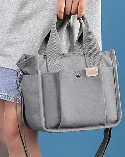 Women Canvas Tote Bag Classic Small Square Crossbody Bag Satchel Shoulder Bag Hobo Bag for Work School Travel