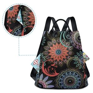 senya Women's Fashion Backpack Purses, Mandala Ethnic Indian Backpack Shoulder Bag for Women