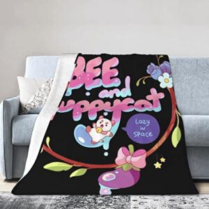 bee and puppycat soft warm flannel fleece blanket all season throw blankets for bed couch living room 50″x40″