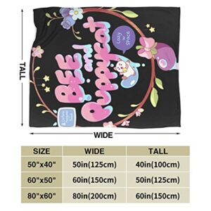 Bee and Puppycat Soft Warm Flannel Fleece Blanket All Season Throw Blankets for Bed Couch Living Room 50"x40"