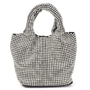 rhinestone purses for women evening handbag sparkly silver purses bling hobo bag for party club wedding (silver)