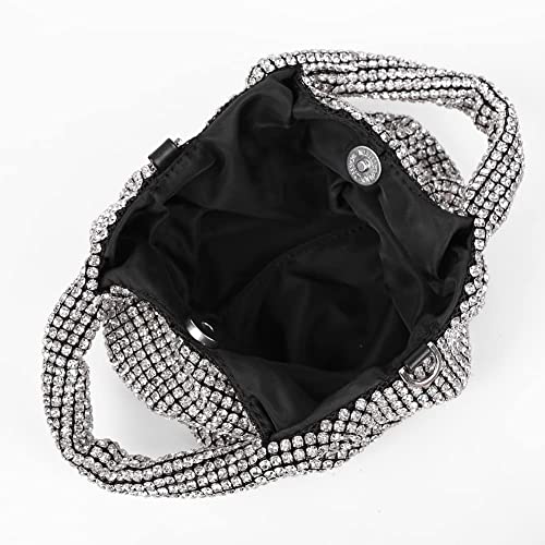 Rhinestone Purses for Women evening Handbag Sparkly Silver Purses Bling Hobo Bag for Party Club Wedding (Silver)