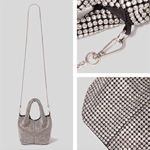 Rhinestone Purses for Women evening Handbag Sparkly Silver Purses Bling Hobo Bag for Party Club Wedding (Silver)