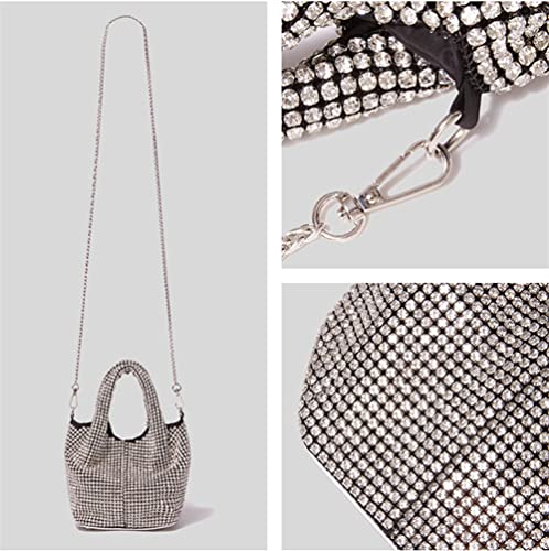 Rhinestone Purses for Women evening Handbag Sparkly Silver Purses Bling Hobo Bag for Party Club Wedding (Silver)