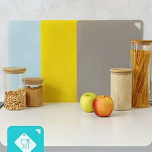 VOMAN Flexible Cutting Boards for Kitchen | Set of 3 | BPA-Free Cutting Mats for Cooking, Color Coded Cutting Board Mats | Non Slip Cutting Sheets | Plastic Cutting Board Set | Chopping Boards