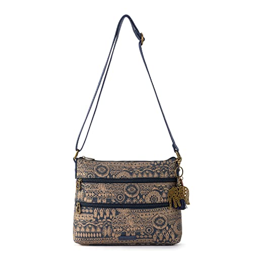 Sakroots Womens Artist Circle Crossbody in Coated Canvas, Multifunctional Purse With Adjustable Strap & Zipper P Cross Body Handbag, Bronze Batik World, One Size US