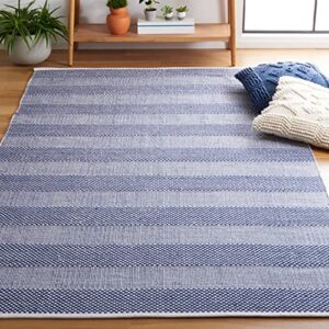 safavieh striped kilim collection 6′ x 9′ ivory/blue stk802m flat weave cotton area rug