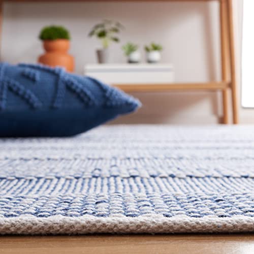 Safavieh Striped Kilim Collection 6' x 9' Ivory/Blue STK802M Flat Weave Cotton Area Rug