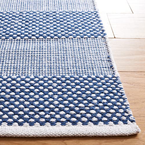 Safavieh Striped Kilim Collection 6' x 9' Ivory/Blue STK802M Flat Weave Cotton Area Rug