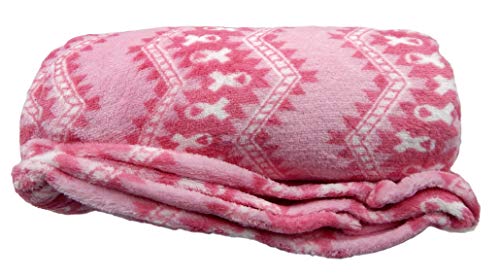 Pink Ribbon Breast Cancer Plush Throw Blanket