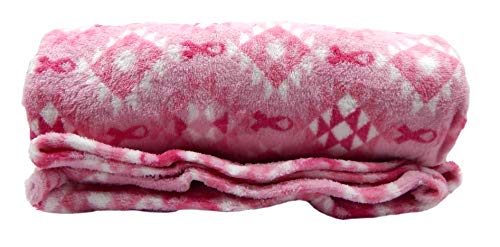 Pink Ribbon Breast Cancer Plush Throw Blanket