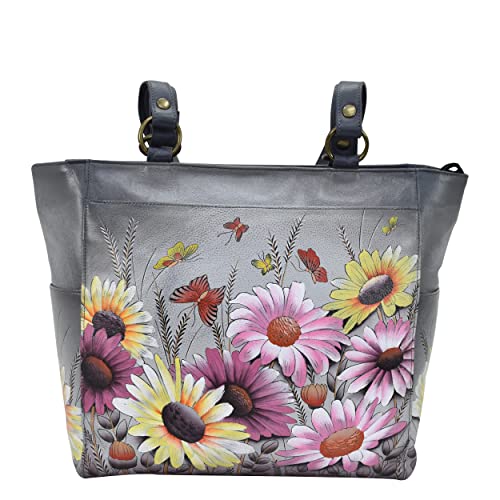 Anna by Anuschka Women Hand Painted Leather Large Shoulder Tote-Wild Meadow, One Size