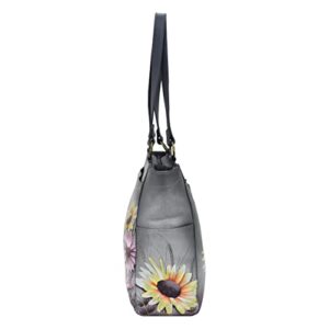 Anna by Anuschka Women Hand Painted Leather Large Shoulder Tote-Wild Meadow, One Size