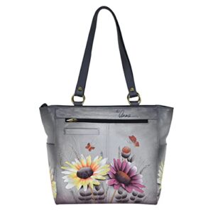 Anna by Anuschka Women Hand Painted Leather Large Shoulder Tote-Wild Meadow, One Size